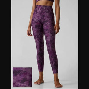 Athleta Purple Tie Dye Salutation Stash II Pocket 7/8 Tight Leggings